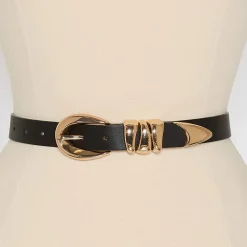 Worthington Oval Buckle Pant Belt With Triple Keeper Womens Belt