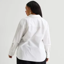 Worthington Plus Womens Embellished Button Front Shirt