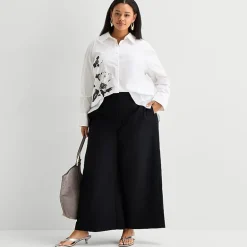 Worthington Plus Womens Embellished Button Front Shirt