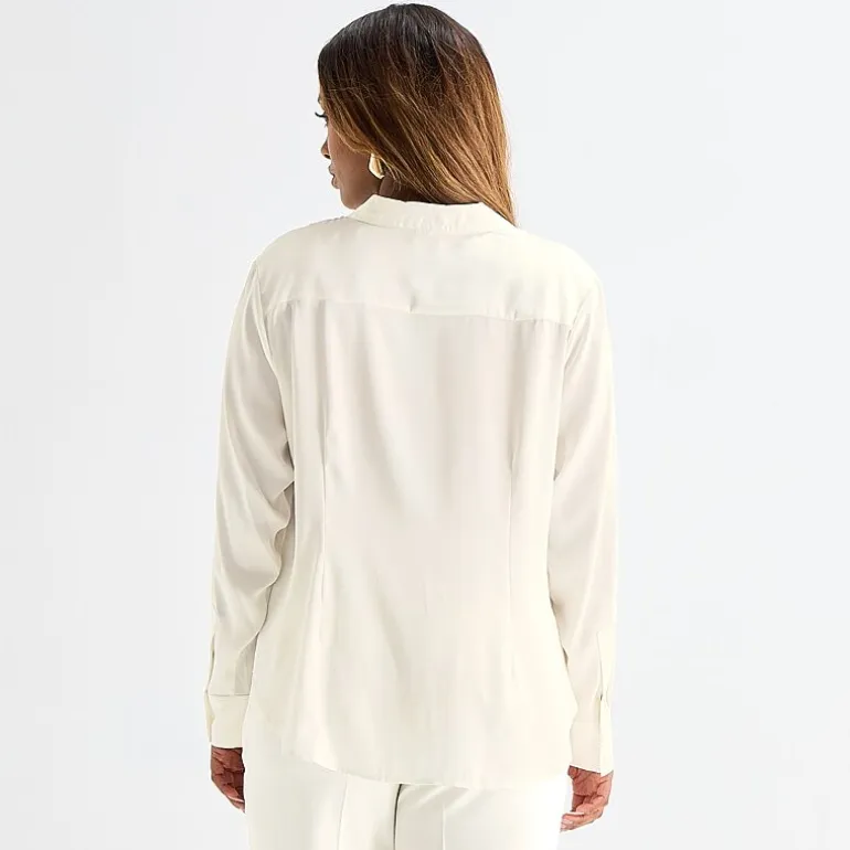 Worthington Plus Womens Long Sleeve Slim Fit Blouse