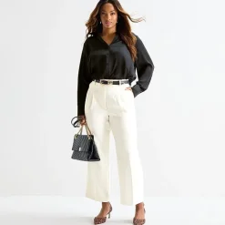 Worthington Plus Womens Long Sleeve Slim Fit Blouse