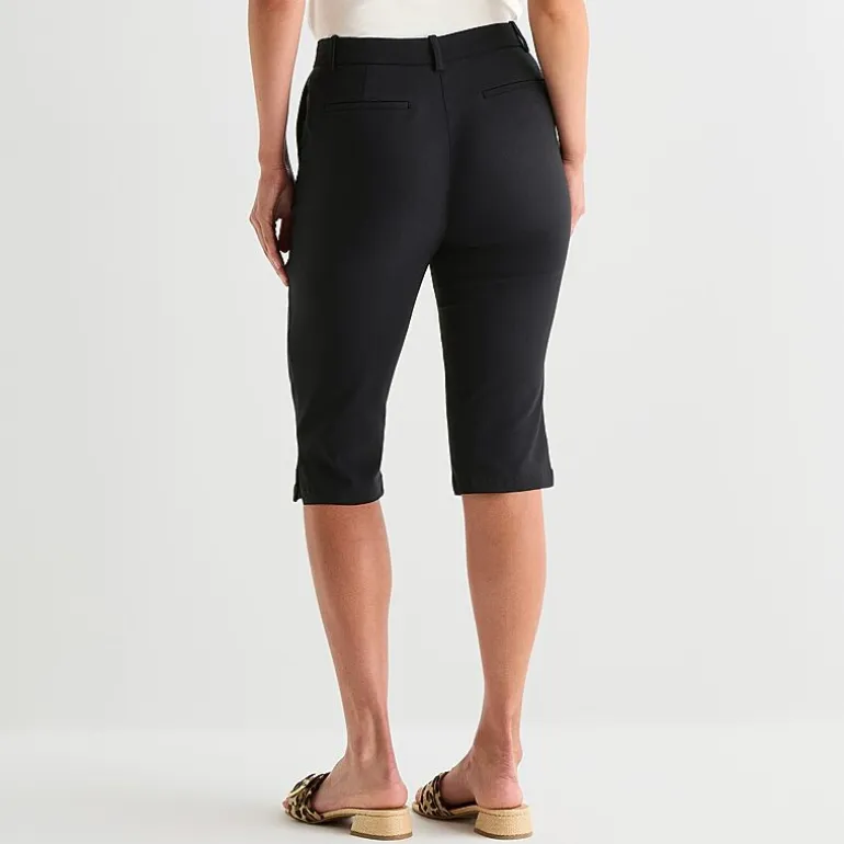 Worthington Womens Cinched High Rise Capri Pant