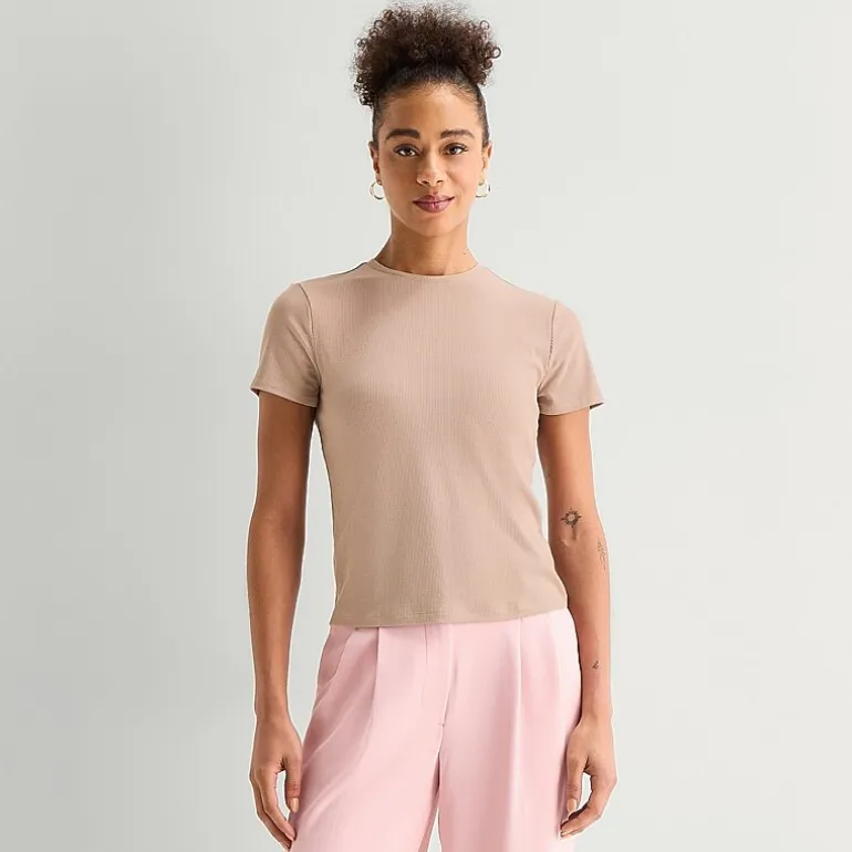 Worthington Womens Crew Neck Short Sleeve T-Shirt