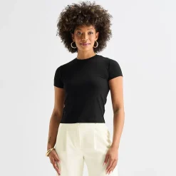 Worthington Womens Crew Neck Short Sleeve T-Shirt