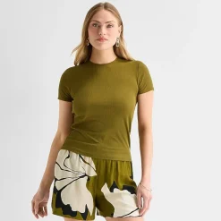Worthington Womens Crew Neck Short Sleeve T-Shirt