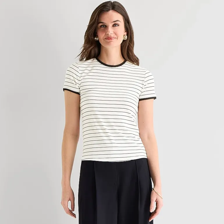 Worthington Womens Crew Neck Short Sleeve T-Shirt