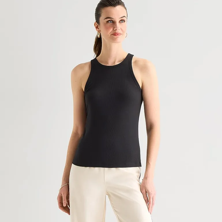 Worthington Womens Crew Neck Sleeveless Tank Top