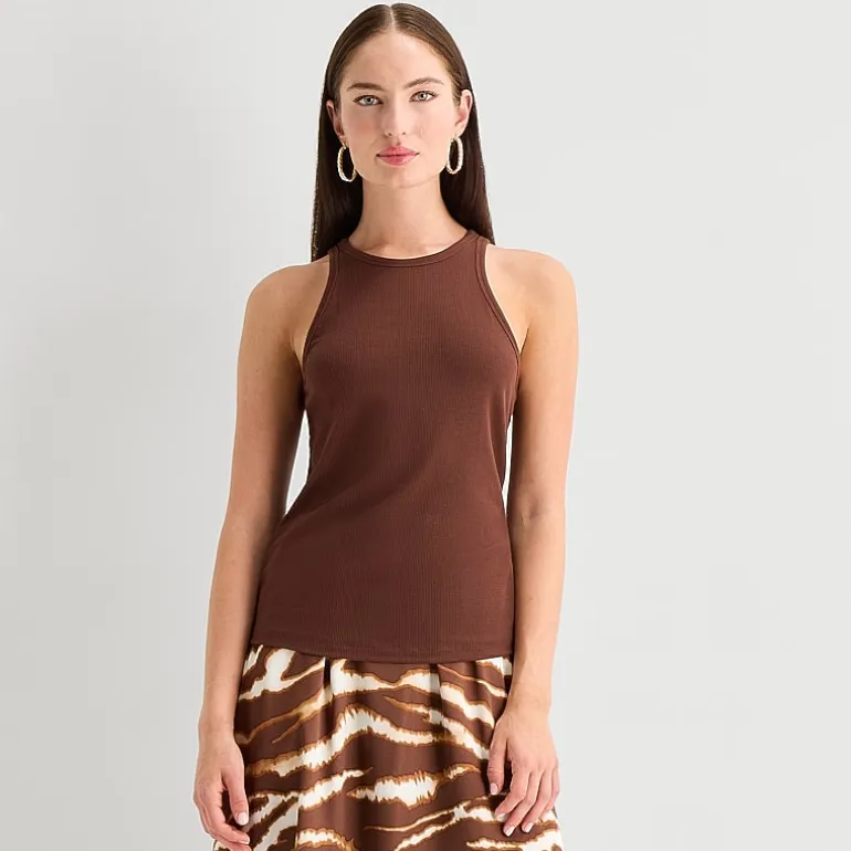 Worthington Womens Crew Neck Sleeveless Tank Top