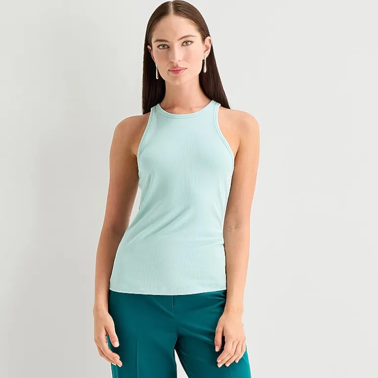 Worthington Womens Crew Neck Sleeveless Tank Top