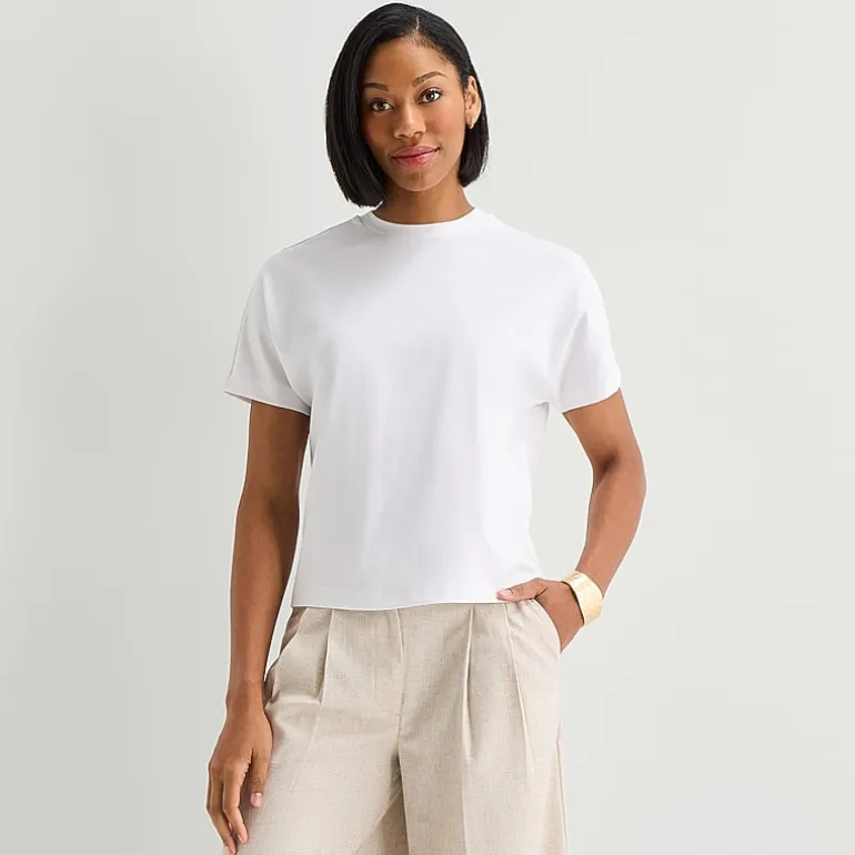 Worthington Womens Crew Neck Short Sleeve T-Shirt