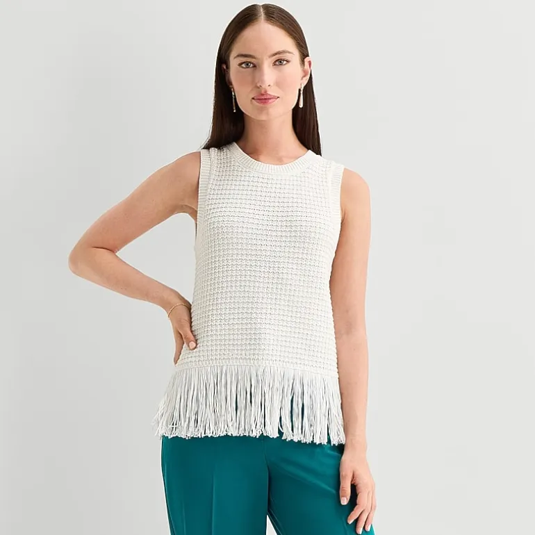 Worthington Womens Crew Neck Sleeveless Pullover Sweater