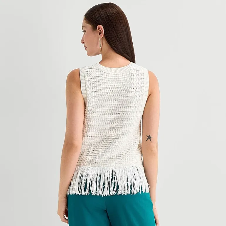 Worthington Womens Crew Neck Sleeveless Pullover Sweater