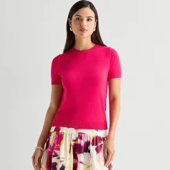 Worthington Womens Crew Neck Short Sleeve Pullover Sweater