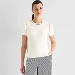 Worthington Womens Crew Neck Short Sleeve Pullover Sweater