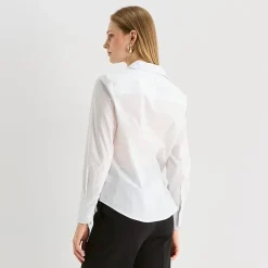 Worthington Womens Cuffed Long Sleeve Regular Fit Poplin Button-Down Shirt