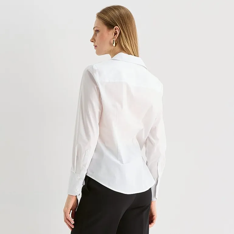 Worthington Womens Cuffed Long Sleeve Regular Fit Poplin Button-Down Shirt