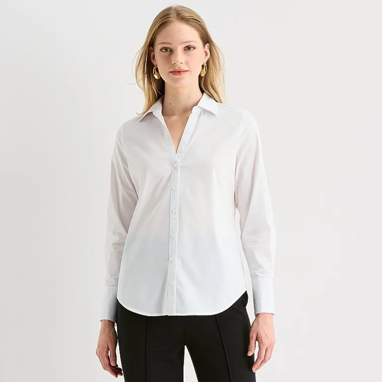 Worthington Womens Cuffed Long Sleeve Regular Fit Poplin Button-Down Shirt