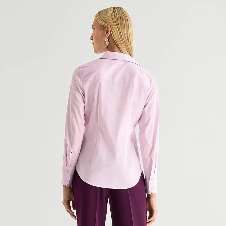 Worthington Womens Cuffed Long Sleeve Regular Fit Poplin Button-Down Shirt