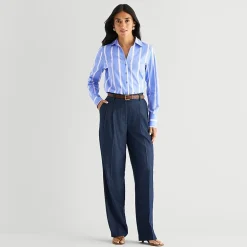 Worthington Womens Cuffed Long Sleeve Regular Fit Poplin Button-Down Shirt