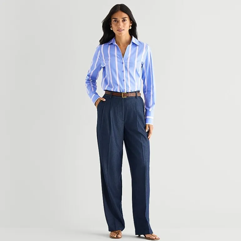Worthington Womens Cuffed Long Sleeve Regular Fit Poplin Button-Down Shirt