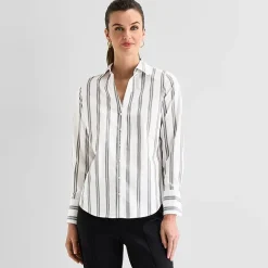 Worthington Womens Cuffed Long Sleeve Regular Fit Poplin Button-Down Shirt