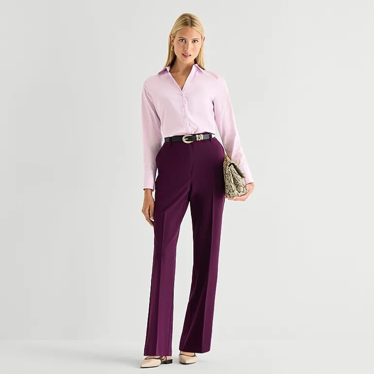 Worthington Womens Cuffed Long Sleeve Regular Fit Poplin Button-Down Shirt