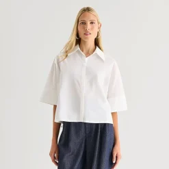 Worthington Womens Cuffed Short Sleeve Regular Fit Poplin Button-Down Shirt