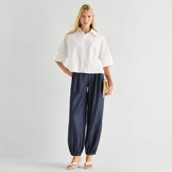 Worthington Womens Cuffed Short Sleeve Regular Fit Poplin Button-Down Shirt