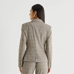 Worthington Womens Double Breasted Plaid Regular Fit Blazer