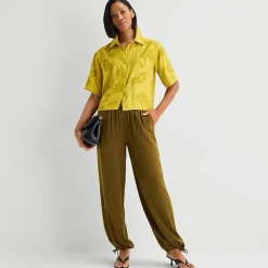Worthington Womens Drop Shoulder Short Sleeve Regular Fit Button-Down Shirt