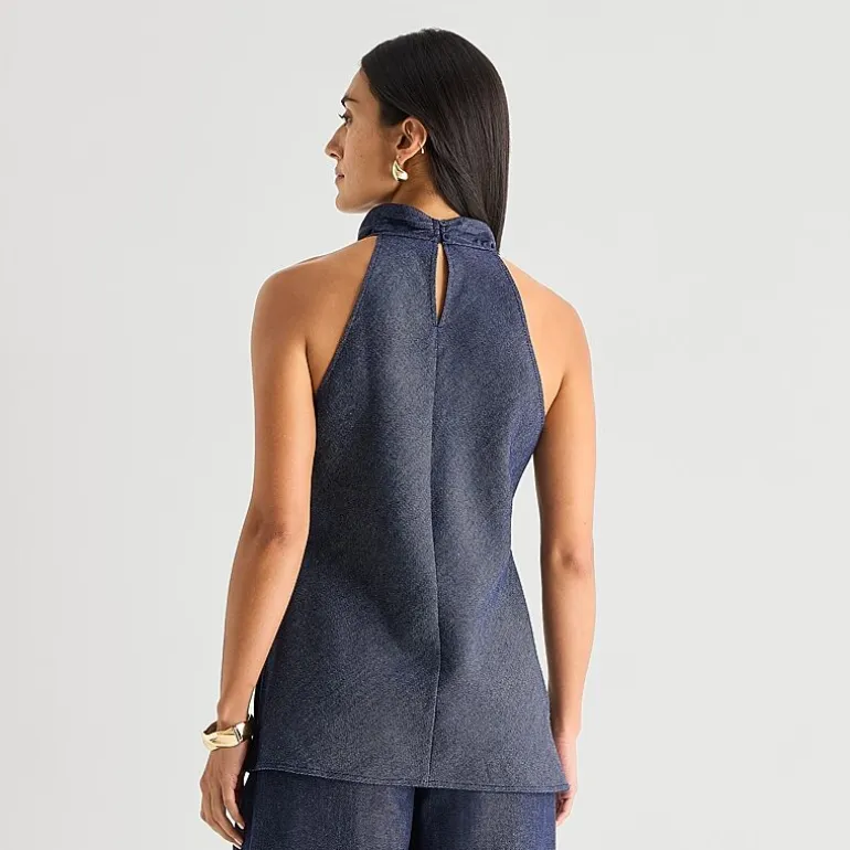 Worthington Womens Halter Neck Sleeveless Blouse