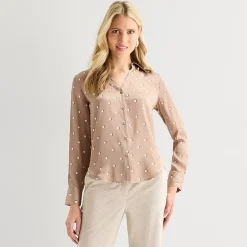 Worthington Womens Long Sleeve Slim Fit Blouse