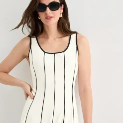 Worthington Womens Midi Square Neck Sleeveless Fit + Flare Dress