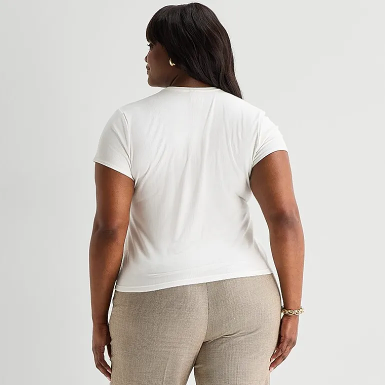Worthington Womens Plus Crew Neck Short Sleeve T-Shirt