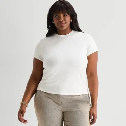Worthington Womens Plus Crew Neck Short Sleeve T-Shirt
