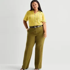 Worthington Womens Plus Cuffed Short Sleeve Slim Fit Button-Down Shirt