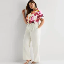 Worthington Womens Plus Cuffed Short Sleeve Slim Fit Button-Down Shirt