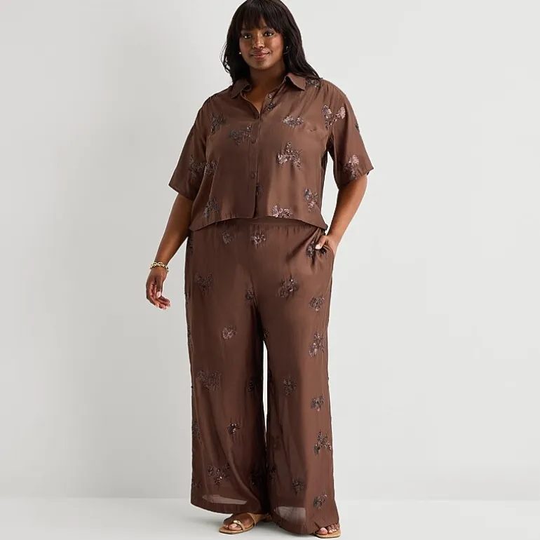 Worthington Womens Plus Drop Shoulder Short Sleeve Regular Fit Button-Down Shirt