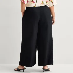 Worthington Womens Plus Wide Leg High Rise Cropped Pant