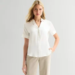 Worthington Womens Short Sleeve Slim Fit Blouse