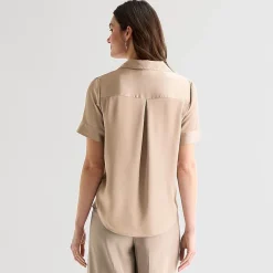 Worthington Womens Short Sleeve Slim Fit Blouse