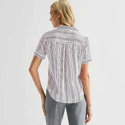 Worthington Womens Short Sleeve Slim Fit Blouse