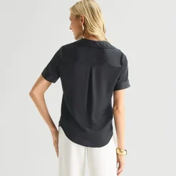 Worthington Womens Short Sleeve Slim Fit Blouse