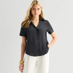 Worthington Womens Short Sleeve Slim Fit Blouse