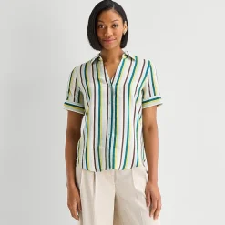 Worthington Womens Short Sleeve Slim Fit Blouse