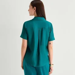 Worthington Womens Short Sleeve Slim Fit Blouse