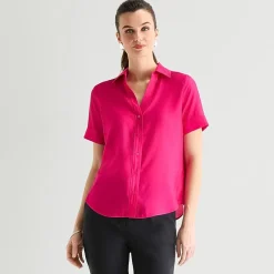 Worthington Womens Short Sleeve Slim Fit Blouse