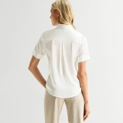 Worthington Womens Short Sleeve Slim Fit Blouse