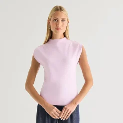 Worthington Womens Sleeveless Mock Neck Top