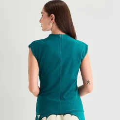 Worthington Womens Sleeveless Mock Neck Top